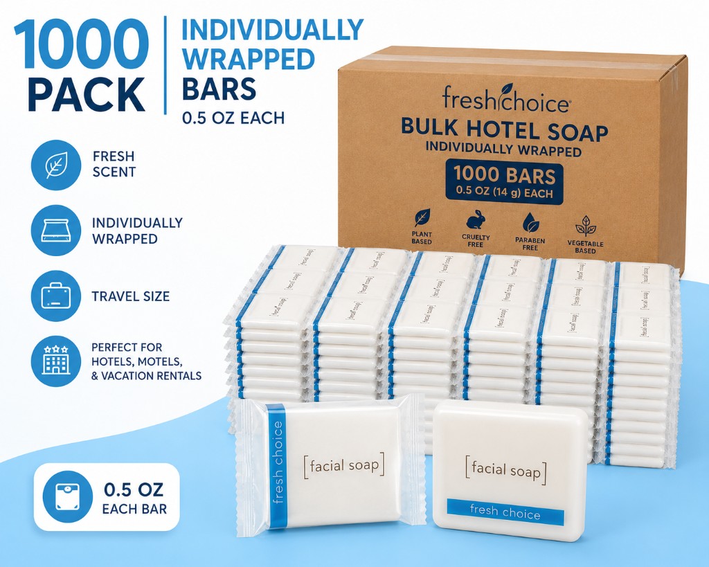 Fresh Choice 1000 pack 0.5 oz wrapped facial bars