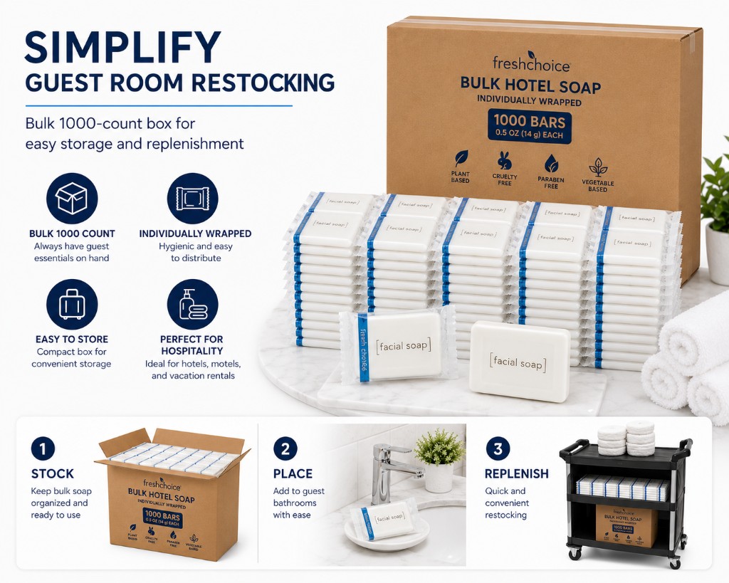 Fresh Choice #3/4 guest room restocking 1000-count box