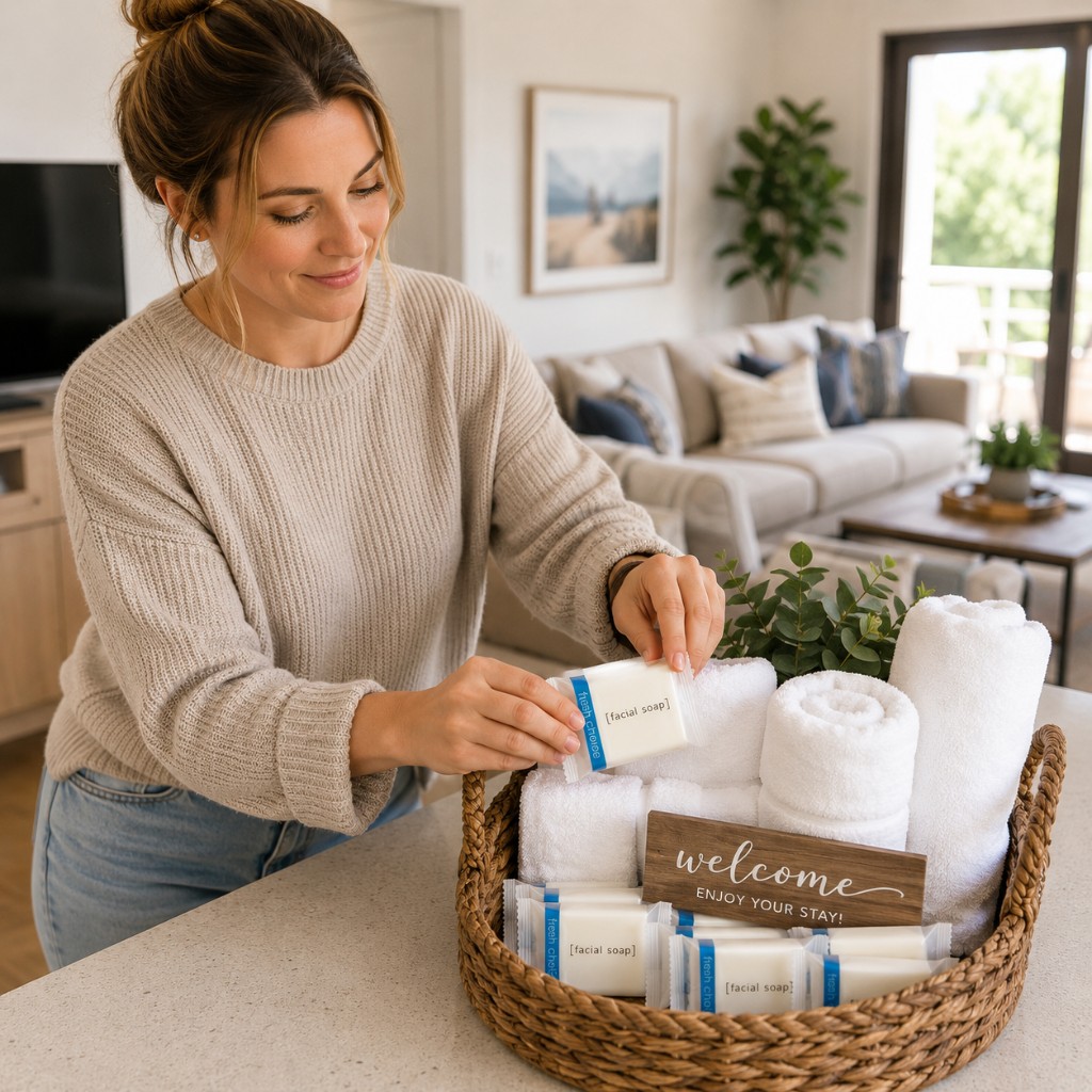 Fresh Choice #3/4 wrapped facial soap in a welcome basket